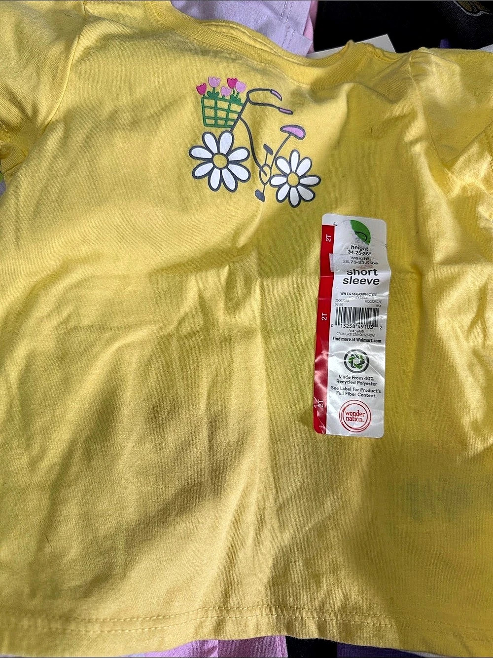 Wonder Nation Toddler Girls Short Sleeve Graphic Tee Yellow